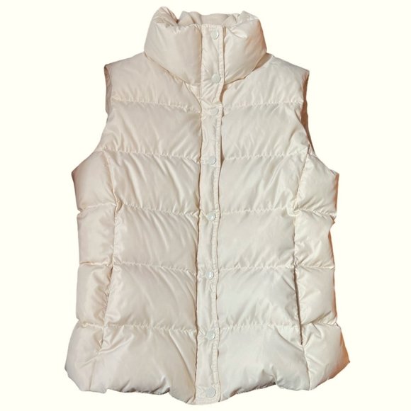 J. Crew Creamy White Quilted Down Zip + Snap Puffer Vest, Size S - Picture 13 of 13